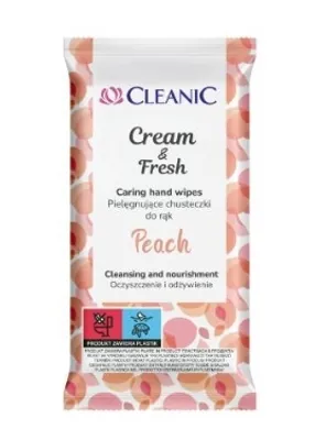 Produktbild von Cleanic Cream & Fresh Chusteczki odświeżające Peach, 15 sztuk