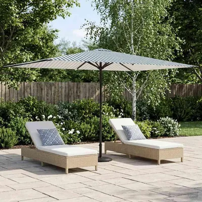 Image de Maison Exclusive - Parasol de jardin rectangulaire, 2 x 3 mètres, polyester, bleu et blanc