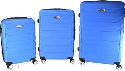Produktbild von Hartschalenkoffer Set 3tlg Kunststoff Reisekoffer Trolley m. Rollen 360° drehbar, Farbe:blau
