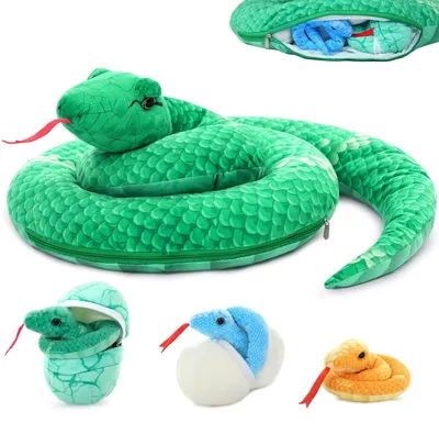 Image de Grande peluche serpent avec des bébés dans des œufs, 140 cm