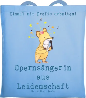 Produktbild von Mr. & Mrs. Panda Shopping Tasche Opernsängerin Leidenschaft - Sky Blue - Geschenk, Jutebeutel, Schultasche, Tote Bag, Beutel, Stoffbeutel