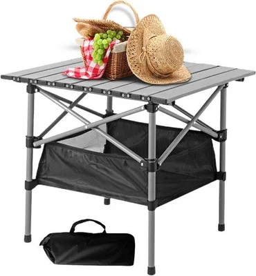 Produktbild von Famanu Klappbare Campingtafel - Stabiler Metallrahmen - 53 x 52 x 50 cm - Schwarz