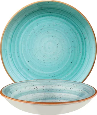 Produktbild von Aura Aqua Plate Teller tief, Suppenteller, 20cm, 500ml, Porzellan, türkis, 1 Stück