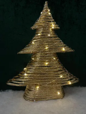 Obrázek produktu pro Zlatý vánoční stromek s 30 LED diodami a časovačem - výška 40 cm, pro vnitřní použití