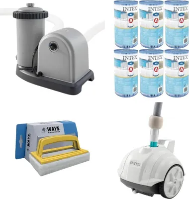 Immagine prodotto di WAYS - Cura della piscina - Aspiratore per piscina ZX50 & pompa filtro 5678 L/u & 6 filtri di tipo A & spazzola WAYS per il lavaggio