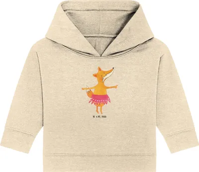 Produktbild von Mr. & Mrs. Panda Organic Baby Hoodie Fuchs Ballerina 24. - 36. Monat - Natural Raw - Geschenk, Kapuzensweatshirt, Ballett, Tanzen, Geburtstag, Kapuzenshirt