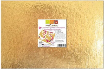 Produktbild von 10 goldene und schwarze Torteunterläger 20 x 30 cm