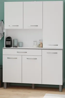 Produktbild von Küchenbuffet "Spring" Buffetschrank in weiß 120 x 180 cm, 6-türig