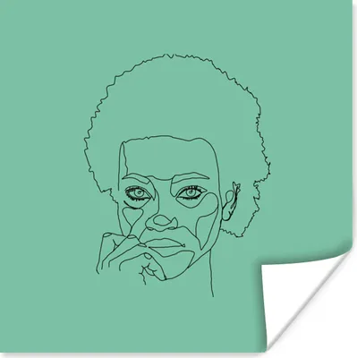 Produktbild von MuchoWow® Poster Frau - Gesicht - Strichzeichnung - Grün 75x75 cm - Wand Dekoration