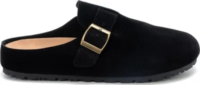 Produktbild von Damen Wildleder Hausschuhe Slippers Klassische Pantoffeln Elite Schwarz Gr.36