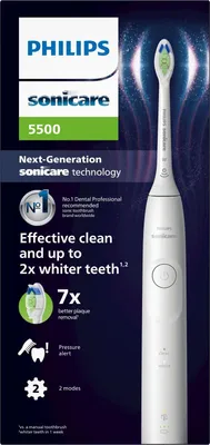 Produktbild von Philips Sonicare 5500 series Series 5500 HX7110/01 Wiederaufladbare Zahnbürste, Erwachsener, Schallzahnbürste, Whitening, 62000 Bewegungen pro Minute, Weiß, Weiß
