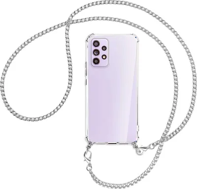 Produktbild von Handykette Backcover-Schutzhülle mit Band (Metall silberfarben) für Samsung Galaxy A53 5G - silberfarbene Kette