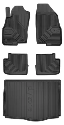 Image de Tapis en caoutchouc + bac de coffre pour Fiat Grande Punto 2005-2009 (hayon, sans niches latérales) – 5 pièces, noirs, sur mesure