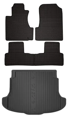 Imagen del producto de Alfombrillas de goma + bandeja de maletero para Honda CR-V III 2006-2011 (SUV) – juego de 5 piezas, negras, a medida – Wielganizator SolidPRO