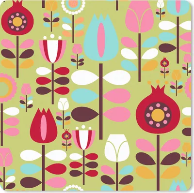 Produktbild von MuchoWow® Mauspad Mousepad Muster - Blumen - Farben 20x20 cm - Mousepads - Maus Mat - Pad - Mausunterlage - Desk Mat - Bureauartikeln