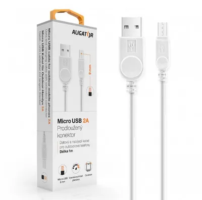 Image de Câble crocodile microUSB prolongé con. 9mm blanc