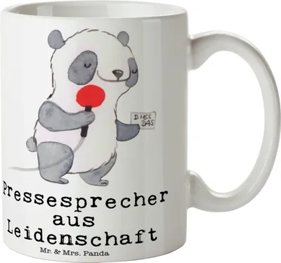 Produktbild von Mr. & Mrs. Panda Tasse Pressesprecher Leidenschaft - Weiß - Geschenk, Keramiktasse, Kaffeetasse, Pott, Kaffeebecher, schöne