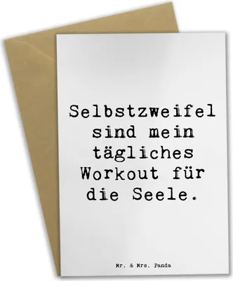 Produktbild von Mr. & Mrs. Panda Beileidskarte Spruch Selbstzweifel Workout - Weiß - Geschenk, Zitat, inspirierend, weihnachtskarten, Gefühl, babykarte, Motivation, mentale Gesundheit