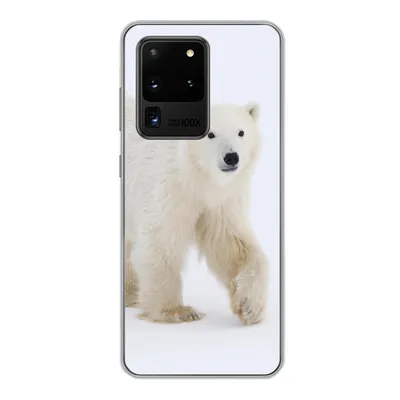 Produktbild von MuchoWow® Handyhülle Schutzhülle Hülle für Samsung Galaxy S20 Ultra Eisbär - Schnee - Weiß Silikon Softcase Handy Hülle - Karteninhaber