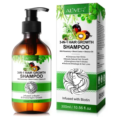 Produktbild von Aliver 3-in-1 Shampoo – Rosmarinöl + Rizinusöl + Batana-Öl – 300 ml