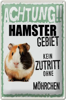 Produktbild von Blechschild Achtung Hamster Gebiet kein Zutritt, 30x20 cm, Blechschilder Nagetiere Stall