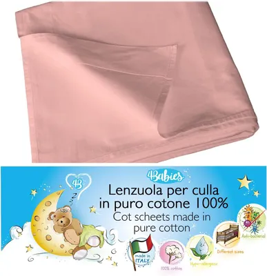 Image de Drap housse pour berceau, couleur rose, 100 % coton, pour lit de bébé