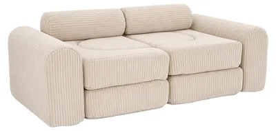 Obrázek produktu pro Relaxdays, dětská modulární sedačka, 10 dílů, měkké kostky, dětská pohovka, materiál: kord, rozměry: 32 x 108 x 50 cm, herní pohovka, barva: béžová, Obrázek vytvořený pomocí AI