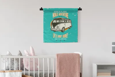 Produktbild von MuchoWow® Wandteppich Wandbehang Oldtimer - Oldtimer - Auto 60x60 cm Tapisserie Dekoration Wandtuch - Dekorationen - Wand Decke