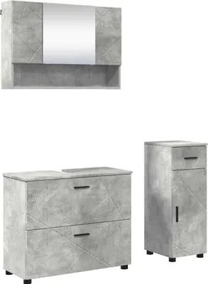 Produktbild von vidaXL Badezimmermöbel-Set 3 stk. Beton Grau 76,5 x 35 x 64 cm