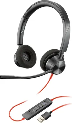 Produktbild von POLY Blackwire 3320 USB-A Headset, für Microsoft Teams , Kabelgebunden, Büro/Callcenter, 130 g, Kopfhörer, Schwarz