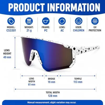 Zdjęcie produktu dla Okulary przeciwsłoneczne dla dzieci UV400 niebieska oprawka sport rower