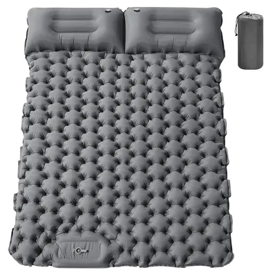 Imagen del producto de Colchón inflable para camping, diseño inflable, bomba integrada, color gris, 196x125x9 cm