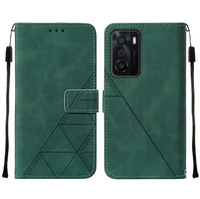 Produktbild von OPPO A55S 5G Hülle, Schlank Prägung Flip Leder Kartenfächer Schutzhülle mit Ständer für OPPO A55S 5G Grün
