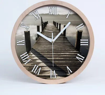 Produktbild von Holzuhr 30fi cm wanduhr - weiße Spitzen - Holzsteg