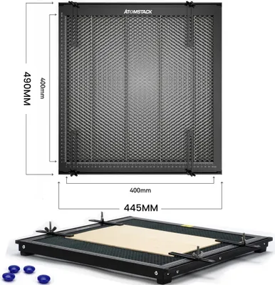 ATOMSTACK F2 Honeycomb Arbeitstisch 400 mm x 400 mm x 21 mm Schutzplatte, Clips-Design, mit Metallschutzplatte