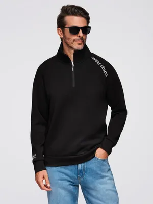Obrázek produktu pro Ombre Clothing Pánská mikina bez kapuce Parnuck černá XXL