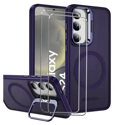 Image de 2in1 Set de protection pour le Samsung Galaxy S24 Plus se compose de 2x 9H film de protection d'écran et 1x étui de protection en silicone - Housse en violet