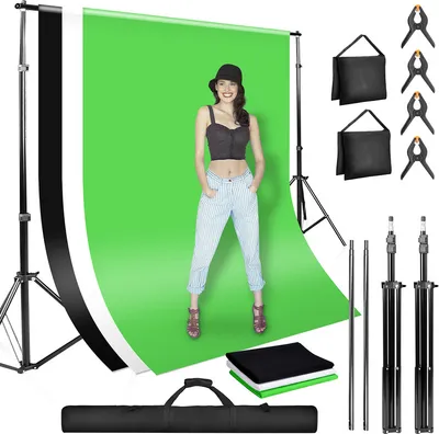 Obrázek produktu pro SWANEW Pro Photo Studio Set Background System Stojan na pozadí s přepravní taškou Příčníky Sandbag 4x svorky, 3x pozadí