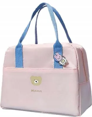 Zdjęcie produktu dla Torba termiczna lunch wodoodporna 6,2 L składana Różowa 23x20x13 cm