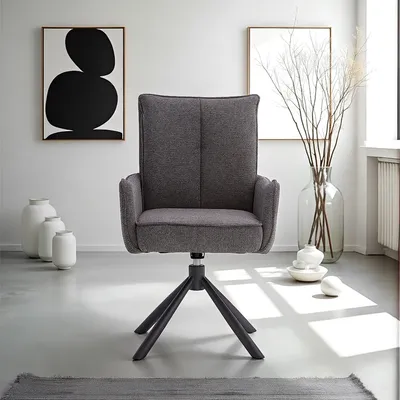 Image de Chaise de Salle à Manger Moderne Tissu Anthracite Design Chaise de Cuisine Chaise pas Cher Fauteuil Rembourrée
