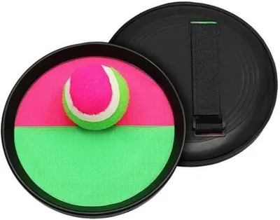 Produktbild von Klettspiel mit runden Paddeln und Ball, Rosa/Grün, 18,5 cm