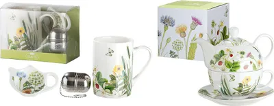 Produktbild von Gilde Teeset, Wild Flowers, Blumendesign, Schmetterlingmotiv, Blumenmuster, Porzellan, weiß, VE 6 Höhe: 10.00 cm 49454