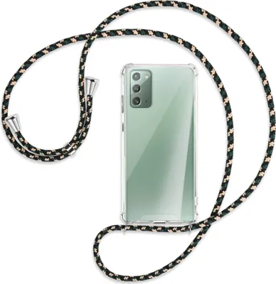 Produktbild von Handykette Backcover-Schutzhülle mit Band (Metall silberfarben) für Samsung Galaxy Note20 4G/5G (N980,N981) - camouflage