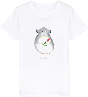 Produktbild von Mr. & Mrs. Panda Kleinkinder T-Shirt Chinchilla Blume 9-11 Jahre (134/146) - Weiß - Geschenk, Büro, Chinchillas, Liebeskummer, Baumwoll Kinder, Kummer, Teenager, Chaos