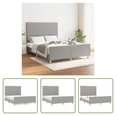 Produktbild von The Living Store Bettgestell mit Kopfteil Hellgrau 140x190 cm Stoff