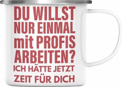 Produktbild von Trendation - Lustige BüroEmaille Tasse Spruch Kollege Kollegin Nur Einmal Mit Profis Geschenkidee Emaille Emaille Tasse (Silber)