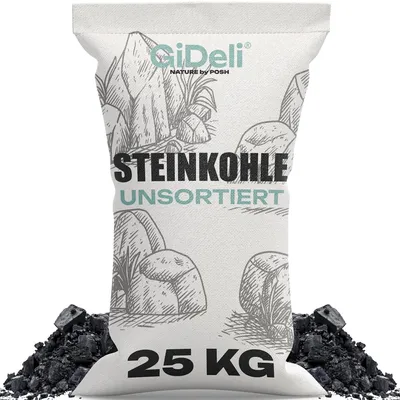 Produktbild von Steinkohle 25kg Anthrazitkohle 5-50mm Hoher Heizwert Kaminofen Heizkohle GiDeli