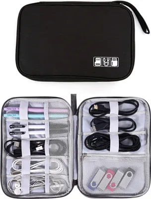 Kabeltasche in Schwarz, Elektronische Kabel und Zubehör Organizer Reisetasche, Elektronik Accessoires Tasche