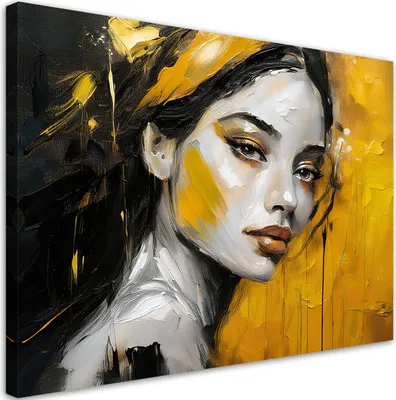 Produktbild von Feeby - Leinwand Bilder - Frau Glamour Gold - 45x30 cm - Deko Wohnzimmer - Wandbilder Schlafzimmer - Deko Aesthetic - Wand Deko - Leinwand Groß - Deko Zimmer - Leinwandbilder XXL