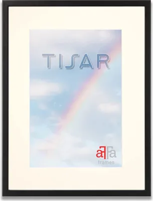 Produktbild von aFFa frames Tisar Bilderrahmen aus Holz mit Passepartout 30x40 cm Creme, leicht, rechteckig, mit Acrylglasfront, HDF-Rückwand Schwarz (88) 40x50 cm